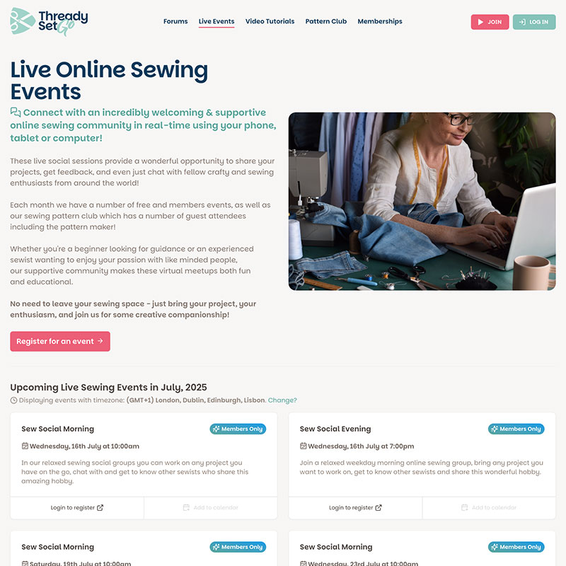 Screenshot of the ThreadySetGo Website